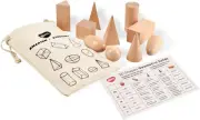 BOHS Geometry Solids Guess Game - 3D Shapes Miniature Set -Wooden Montessori ...