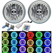 5-3/4 IR RGB COB Color Change White Red Blue Green LED Halo Angel Eye Headlights (for: Opel)