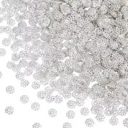 50 Bead Caps Shiny Silver Tone Spacers Findings Floral 7mm Findings