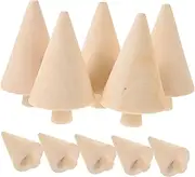 LALAFINA 10pcs Wooden Christmas Tree DIY Painting Christmas Tree Props DIY Christmas Tree Craft Unfinished Miniature Trees Xmas Tree Christmas Tree Model Decor Blank Christmas Trees Acorns