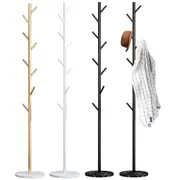 Coat Rack Steel Clothes Stand Tree Hanger Hat Garment Hook Organizer Marble Base-Black