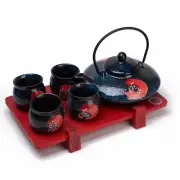 THY COLLECTIBLES Contemporary Art Decor Porcelain 5 PCS Tea Set Teapot Teacup...