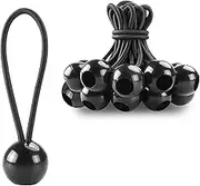 TECDW 20PCS Bungee Cord with Balls, 4 Inch Tarpaulin Bungee Balls, Bungee Strap Ties Balls, Heavy Duty Elastic Ties with Balls for Camping Tents, Flag & Marquee (Black)