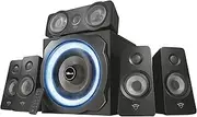Trust Gaming GXT 658 Tytan 5.1 Surround Sound Speaker System, PC Speakers with Subwoofer, UK Plug, LED Illuminated, 180 W - Black/Blue