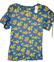 NWT Ann Taylor Loft Flutter Sleeve Top Garden Tea Party Blouse Peaches XS Fruit