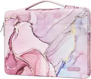 MOSISO 360 Protective Laptop Sleeve Bag Compatible with MacBook Air 15 inch M2 A2941 2023 / Pro 16 2023-2019 M3 A2991 M2 A2780 M1 A2485 A2141, 15-15.6 inch Notebook with Belt Marble MO-MBH216