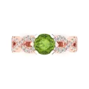 1.35ct Round Cut Real Peridot Promise Bridal Wedding Ring 14k Rose White Gold