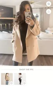NWT Abercrombie Fitch Short Wool Blend Coat Light Brown Petite XS