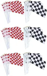BESPORTBLE 3sets Checkered Hand Flags Race Car Flags Mini Racing with Stick Polyester for Auto Racing Ideal for Celebrations Boys and Girls Birthdays 20pcs*3