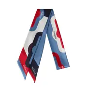 [Mulberry] Skinny Scarf - Colour Block Brighton Blue & Night Sky Recycled Polyester