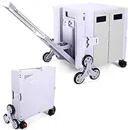LexonElec x SELORSS Folding Shopping Trolley with Stair Climbing Wheels Adjustable Telescopic Aluminium Handle and Lid Collapsible Utility Box Portable Cart Strong Heavey Duty 90KG/76L-Purple Grey