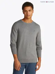 Tommy Hilfiger Grey 100% Cotton Core Essential Jumper (F20543) | $208