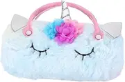 [Sosoport] Eyeglass Case Glasses Pouch unicorn Dazzling Sparkle Glitter Hard Shell with Handle