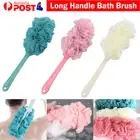 Long Handle Bath Brush Soft Mesh Sponge Back Scrubber Body Puff Shower Loofah