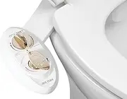 LUXE Bidet NEO 320 - Hot and Cold Water, Self-Cleaning, Dual Nozzle, Non-Electric Bidet Attachment for Toilet Seat, Adjustable Water Pressure, Rear and Feminine Wash, Lever Control (Gold)