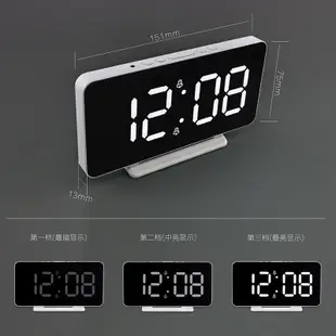 簡約現代風led電子鐘鏡面常亮鬧鐘創意夜光臺式床頭插電時鐘 (8.3折)