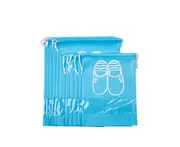 Travel Shoe Receiving Bag with Cord Drawing and Perspective Shoe Cover - SKY BLUE