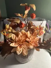 Fall Decor-Harvest Thanksgiving Floral Display In a Ceramic Pot Dwk155