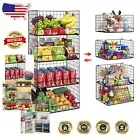 Space-Saving 4 Pack Storage Baskets - Metal Wire Bins for Kitchen Organization