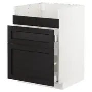 METOD / MAXIMERA base cb f HAVSEN snk/3 frnts/2 drws, white/Lerhyttan black stained, 60x60x80 cm