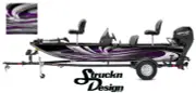 Gray Magenta Purple Grunge Swirls Hexagon Pattern Bass Boat Decal Wrap USA Vinyl