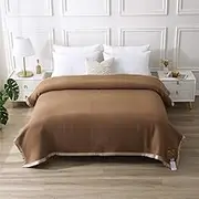 Thick Warm Wool Blanket,100% Pure New Zealand Wool,Soft Wool Blanket Large Heavy,Wool Blanket for Bed and Camping(Dark Camel,205x235cm)