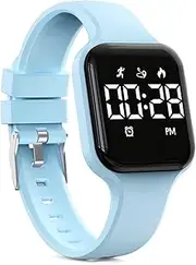 synwee Kids Fitness Tracker,Digital Pedometer Watch，Sport Watch, Steps Counter, Waterproof, Alarm Clock for Boys Grils Kids Children(Babyblue)