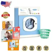 Realistic Toy Washing Machine with Laundry Basket, Sound Effects & Spinning Drum