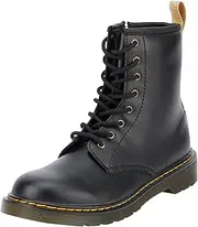 [Dr. Martens] Unisex Baby 1460 Vegan Y Boots, Black/Gunmetal Tumbled Pull Up, 4 UK Child, Black Gunmetal Tumbled Pull Up, 4 UK Child