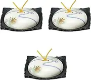 Set of 3 Running Water Spring and Autumn Stone Grain Square Ceramic Pot (Large) [7.8 x 7.6 x 2.2 inches (19.9 x 19.4 x 5.5 cm)] | Ceramic Plate, Lid Reinforced Direct Fire, Setomonohonpo