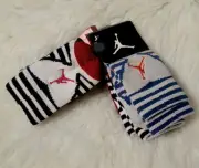 2 Pack Nike Air Jordan Jumpman Kids Boy's Striped Crew Socks. SZ 5Y-7Y
