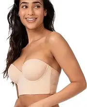 mercenary Low Back Strapless Bra,Low Back Women's Bra - Adjustable Straps Women's Underwear for Wedding, Graduation Prom