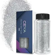 Ceya 3.8oz/ 110g Ultra Fine Glitter Powder Silver Glitter 1/128” 0.008” 0.2mm for Slime Epoxy Resin Craft Tumbler Jewelry Nail Art Festival Makeup Scrapbook Painting Wedding Cards