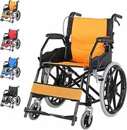 Lightweight Foldable Wheelchair with Drum Brake, Travel Wheelchair for Disabled People, Lightweight Narrow Wheelchairs with Self-Propelled, Load Capacity 150 kg, Seat Width 44.5 cm B