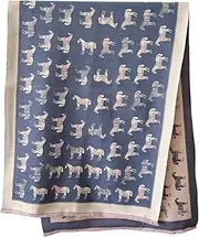 [GFM] Horses Print Cashmere Feeling Pashmina Shawl for Autumn Winter (HSSHL-BB), Denim Blue, l