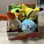 Jazwares Pokemon Pikachu, Scorbunny, Sobble, Grookey Plushies 4 Pack (Brand New)