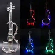 Electric Crystal Violin 4/4 Acrylic Transparent Body 3 Color Led Light Nice Tone