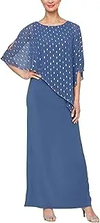[S.L. Fashions] Women's Long Cape Mother of The Bride Dress, Formal