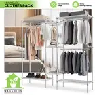 Freestanding Adjustable Garment Rack Clothes Shoe Organizer Closet Storage Shelf