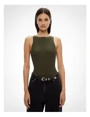 [Witchery] Knit Wide Neck Bodysuit in Forest Night