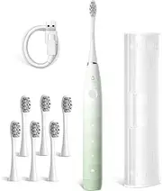 Oclean Flow TravelGo Electric Toothbrush Set, 180 Days Battery Life Sonic Toothbrush with Travel Case, 5 Modes Sonic Electric Toothbrush with 6 Brush Heads and IPX7 Waterproof, Green