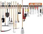 TVKB 68'' All Metal Garden Tool Organizer Wall Mount Garage Organizers and Storage with Hooks Tool Hangers for Shed