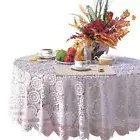 White 180CM Vintage Lace Tablecloth Vintage Round Table Cloth Cover Dining Decor