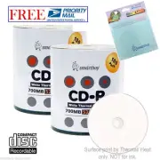 200 Smartbuy White Thermal Printable 52X CD-R 700MB Disc +FREE Micro Fiber Cloth