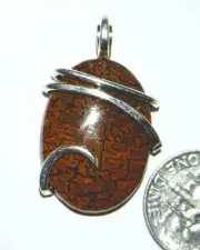 23.70ct Dinosaur Bone Fossil Pendant in Sterling Silver Wire Wrap