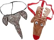 COOLHIYA 2pcs Deer Elephant Thong Underwear Briefs Man Underwear Animal Panties for Halloween Christmas Party
