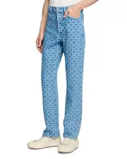 Sandro Regular-Fit Square Cross Jeans in Blue Vintage Denim