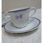 全新 日本皇家御用瓷器 日本則武 NORITAKE 咖啡杯碟一對 220ML 藍色花卉圖案 下午茶組 骨瓷杯 茶杯盤一組