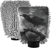 XYMZR Gothic Crow Branch Absorbent Microfiber Car Wash Mitt, Funny Cute Anime Scratch Free for Cars Cleaning, Home Cleaning Mitts, 2 Pack, 10.24” L x 7.09” W