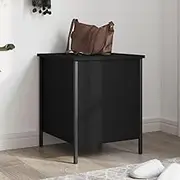 Black Storage Bench 40x42.5x50 cm - Engineered Wood Bench with Metal Frame, Ample Storage Space, Adjustable Feet, Home Decor Highlight for Hallway, Living Room, Bedroom